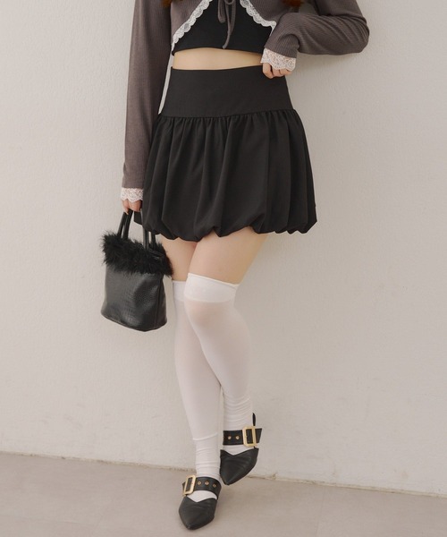 Another Branch olive des olive(アナザーブランチオリーブデオリーブ)の「バルーンミニスカート(スカート・レディース・ストライプ/チェック/ブラック・FREE)」の1枚目の写真