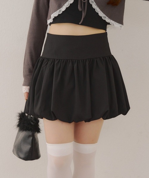 Another Branch olive des olive(アナザーブランチオリーブデオリーブ)の「バルーンミニスカート(スカート・レディース・ストライプ/チェック/ブラック・FREE)」の4枚目の写真