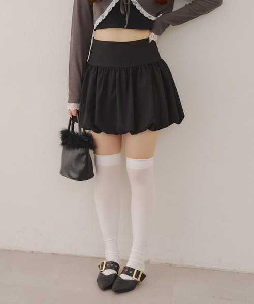 Another Branch olive des olive(アナザーブランチオリーブデオリーブ)の「バルーンミニスカート(スカート・レディース・ストライプ/チェック/ブラック・FREE)」の6枚目の写真