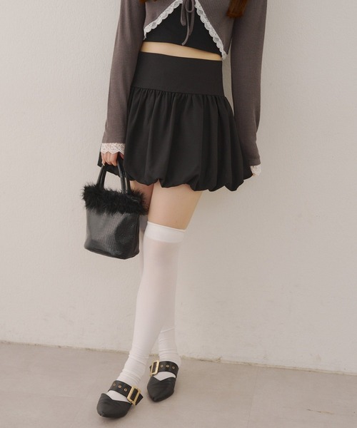 Another Branch olive des olive(アナザーブランチオリーブデオリーブ)の「バルーンミニスカート(スカート・レディース・ストライプ/チェック/ブラック・FREE)」の8枚目の写真