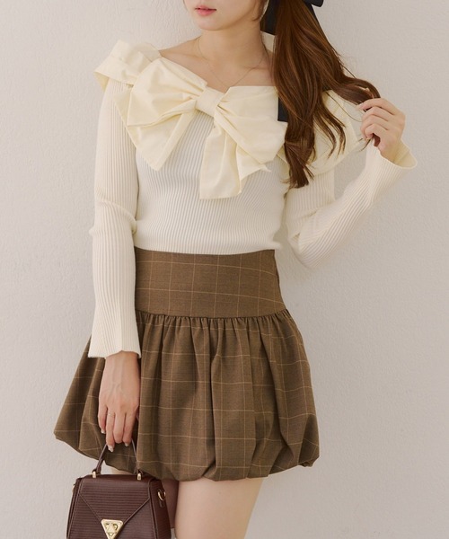 Another Branch olive des olive(アナザーブランチオリーブデオリーブ)の「バルーンミニスカート(スカート・レディース・ストライプ/チェック/ブラック・FREE)」の18枚目の写真