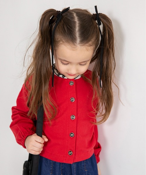 BRANSHES(ブランシェス)の「【綿100%】ボリューム袖カーディガン(カーディガン/ボレロ・キッズ・レッド/アイボリー・110/150/140/130/120/90/100/80)」の2枚目の写真