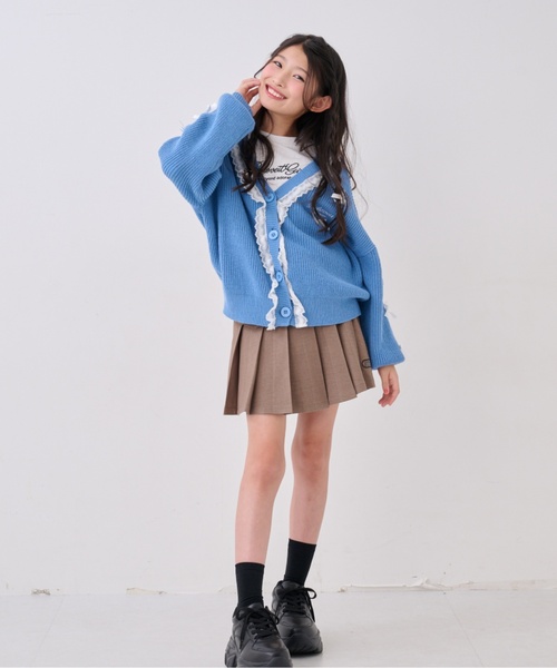 by LOVEiT(バイラビット)の「リボンポイントカーデTシャツセット(カーディガン/ボレロ・キッズ・オフホワイト/チャコール/ブルー・140cm/150cm/160cm/120cm/130cm)」の5枚目の写真