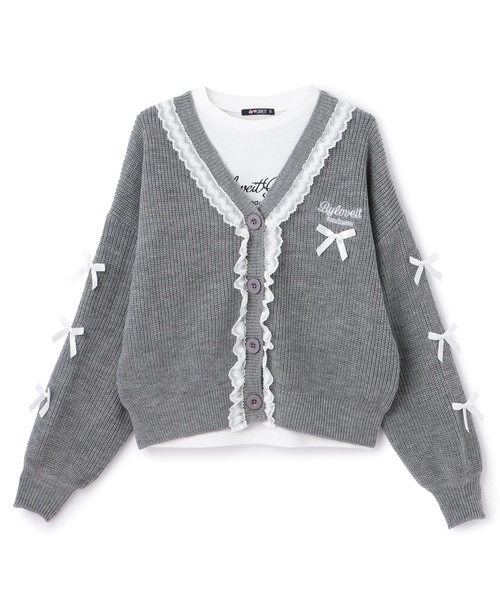 by LOVEiT(バイラビット)の「リボンポイントカーデTシャツセット(カーディガン/ボレロ・キッズ・オフホワイト/チャコール/ブルー・140cm/150cm/160cm/120cm/130cm)」の8枚目の写真