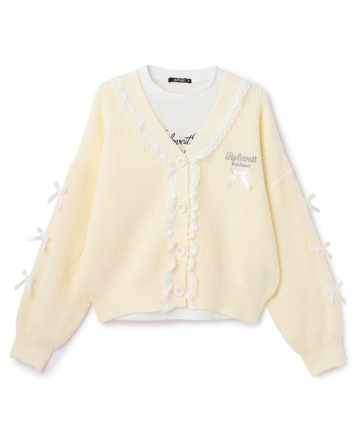 by LOVEiT(バイラビット)の「リボンポイントカーデTシャツセット(カーディガン/ボレロ・キッズ・オフホワイト/チャコール/ブルー・140cm/150cm/160cm/120cm/130cm)」の9枚目の写真