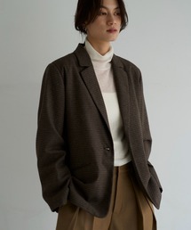 ダークブラウン　テーラードジャケット ウール混紡 テーラードジャケット（ブラウン/茶色系・ウール・ニット