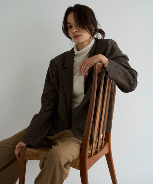 ウール混チェックテーラードジャケット（テーラードジャケット