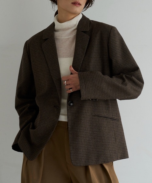 セール】ウール混チェックテーラードジャケット（テーラードジャケット