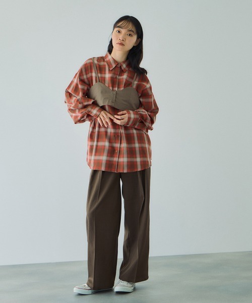 VICKY(ビッキー)の「オンブレーチェックオーバーサイズシャツ≪手洗い可能≫(シャツ/ブラウス・レディース・レッド系その他/ブラック系その他/オレンジ系その他・M)」の10枚目の写真