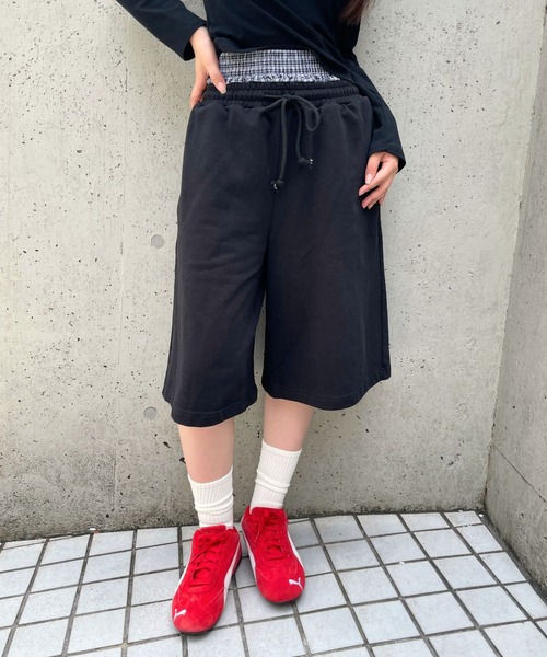 3.3 Field Trip (3.3フィールドトリップ)の「3.3 Field Trip/ダブルウエストスウェットハーフパンツ(スウェットパンツ・レディース・ブラック/グレー・FREE)」の21枚目の写真