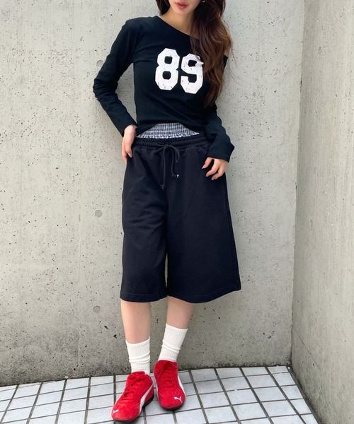 3.3 Field Trip (3.3フィールドトリップ)の「3.3 Field Trip/ダブルウエストスウェットハーフパンツ(スウェットパンツ・レディース・ブラック/グレー・FREE)」の18枚目の写真