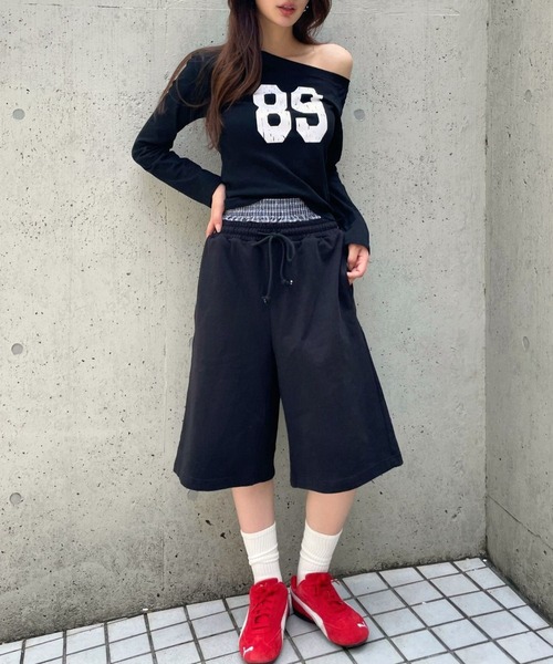 3.3 Field Trip (3.3フィールドトリップ)の「3.3 Field Trip/ダブルウエストスウェットハーフパンツ(スウェットパンツ・レディース・ブラック/グレー・FREE)」の19枚目の写真