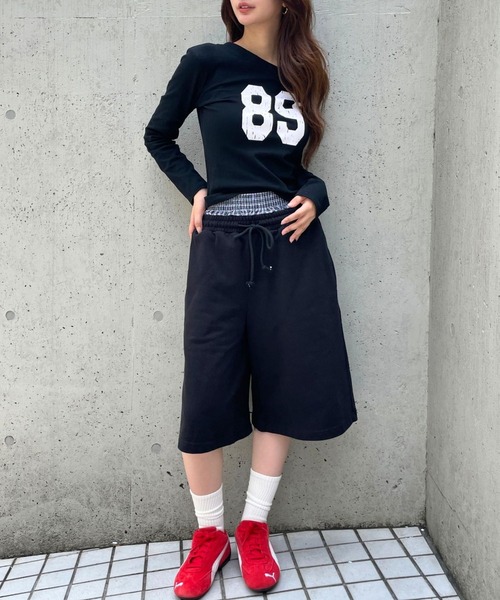 3.3 Field Trip (3.3フィールドトリップ)の「3.3 Field Trip/ダブルウエストスウェットハーフパンツ(スウェットパンツ・レディース・ブラック/グレー・FREE)」の20枚目の写真