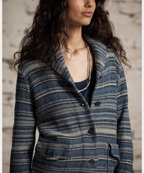 RRL(ダブル アール エル)の「インディゴ ストライプド リネンコットン カーディガン(カーディガン/ボレロ・レディース・ブルー・3/2/1/4)」の3枚目の写真