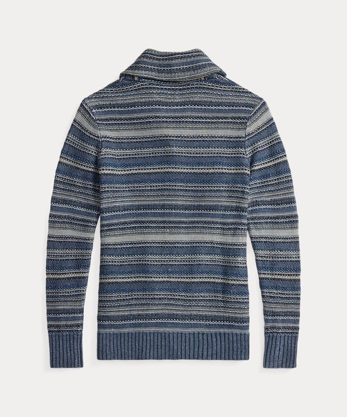 RRL(ダブル アール エル)の「インディゴ ストライプド リネンコットン カーディガン(カーディガン/ボレロ・レディース・ブルー・3/2/1/4)」の4枚目の写真