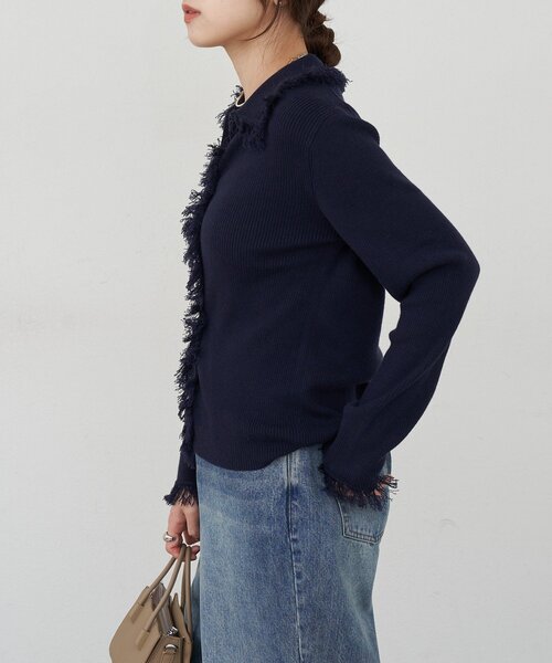 SHENERY（シーナリー）の「フリンジカーディガン（カーディガン/ボレロ・レディース・ネイビー/ベージュ・FREE）」の9枚目の写真