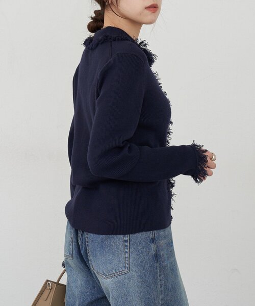 SHENERY（シーナリー）の「フリンジカーディガン（カーディガン/ボレロ・レディース・ネイビー/ベージュ・FREE）」の11枚目の写真