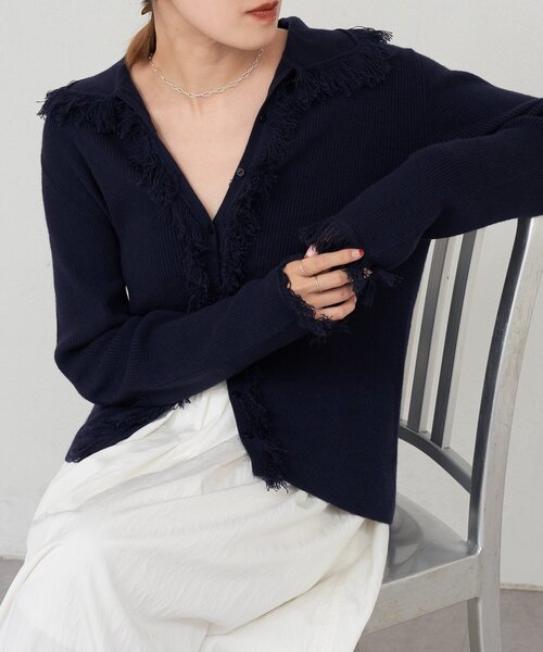 SHENERY（シーナリー）の「フリンジカーディガン（カーディガン/ボレロ・レディース・ネイビー/ベージュ・FREE）」の18枚目の写真