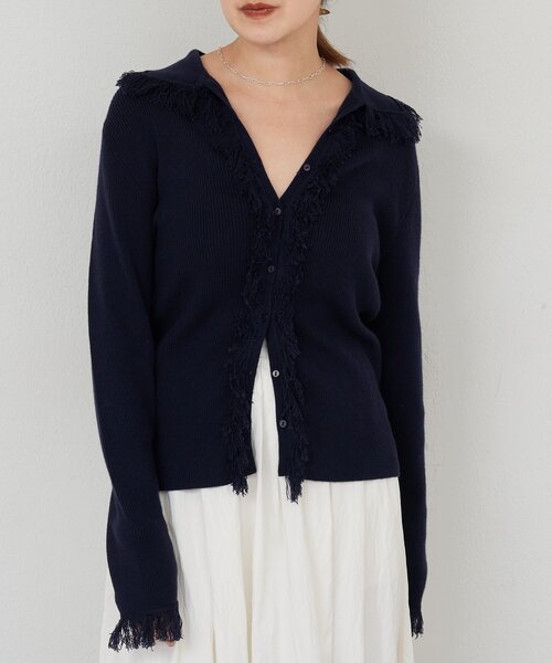 SHENERY（シーナリー）の「フリンジカーディガン（カーディガン/ボレロ・レディース・ネイビー/ベージュ・FREE）」の19枚目の写真