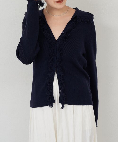 SHENERY（シーナリー）の「フリンジカーディガン（カーディガン/ボレロ・レディース・ネイビー/ベージュ・FREE）」の20枚目の写真
