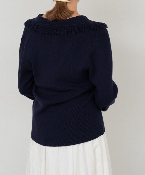 SHENERY（シーナリー）の「フリンジカーディガン（カーディガン/ボレロ・レディース・ネイビー/ベージュ・FREE）」の3枚目の写真