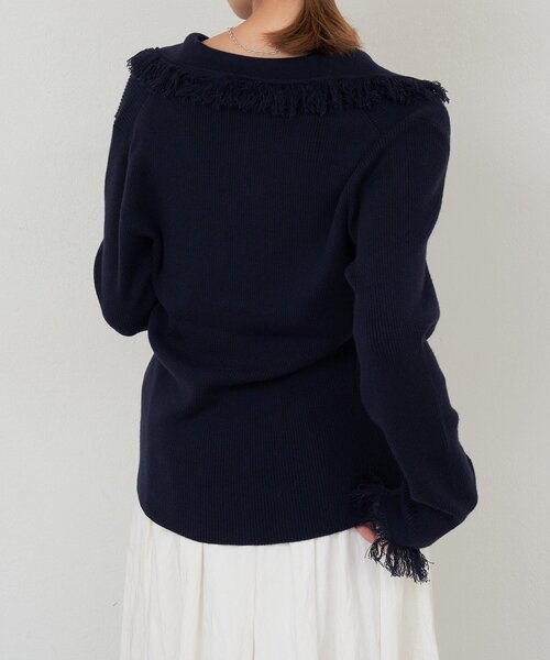 SHENERY（シーナリー）の「フリンジカーディガン（カーディガン/ボレロ・レディース・ネイビー/ベージュ・FREE）」の4枚目の写真