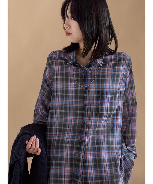 sm2rhythm（サマンサモスモスリズム）の「シアーチェックシャツ（シャツ/ブラウス・レディース・キナリ/イエロー/ブラック・F）」の3枚目の写真