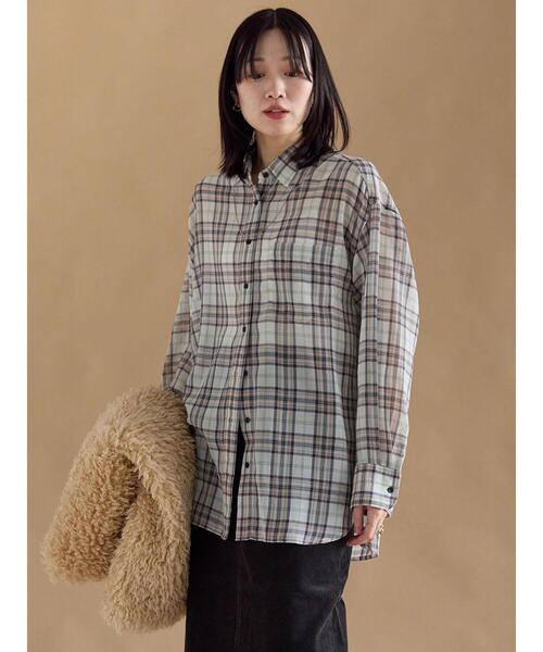 sm2rhythm（サマンサモスモスリズム）の「シアーチェックシャツ（シャツ/ブラウス・レディース・キナリ/イエロー/ブラック・F）」の10枚目の写真