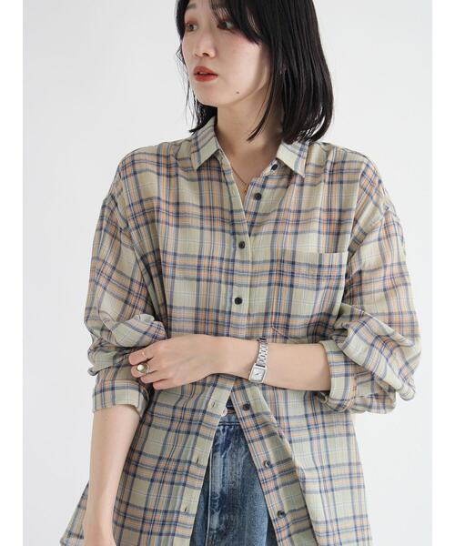 sm2rhythm（サマンサモスモスリズム）の「シアーチェックシャツ（シャツ/ブラウス・レディース・キナリ/イエロー/ブラック・F）」の18枚目の写真