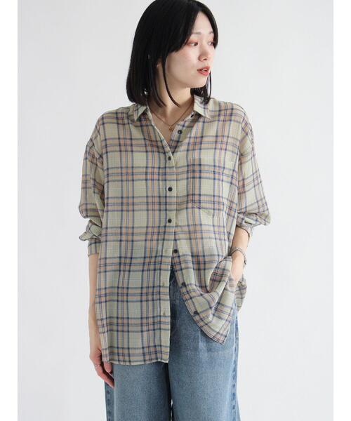 sm2rhythm（サマンサモスモスリズム）の「シアーチェックシャツ（シャツ/ブラウス・レディース・キナリ/イエロー/ブラック・F）」の19枚目の写真