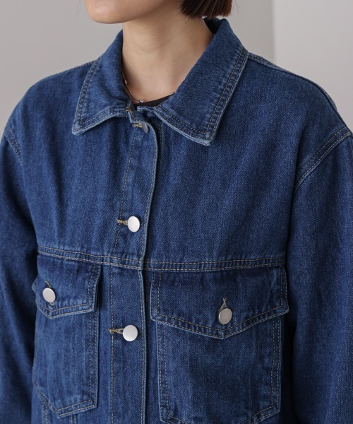 Bou Jeloud（ブージュルード）の「ビックポケットデニムシャツ（デニムジャケット・レディース・ブルー/ライトブルー/ブラック・FREE）」の14枚目の写真