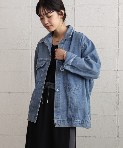 Bou Jeloud（ブージュルード）の「ビックポケットデニムシャツ（デニムジャケット・レディース・ブルー/ライトブルー/ブラック・FREE）」の19枚目の写真