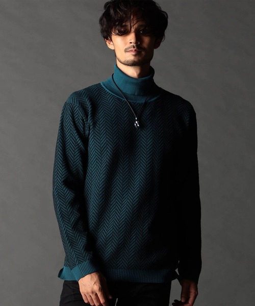 ヘリンボーン タートルネックニット（ニット/セーター）｜NICOLE
