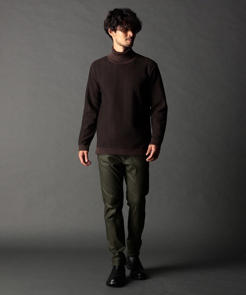 NICOLE CLUB FOR MEN（ニコルクラブフォーメン）の「ヘリンボーン タートルネックニット（ニット/セーター・メンズ・ブルー系/ブラック系/オフホワイト/ブラウン系/ブラック/ホワイト系・X-LARGE/LARGE/MEDIUM）」の8枚目の写真
