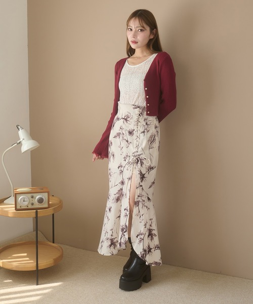 Ambre Neige(アンブルネージュ)の「lace up slit skirt / レースアップスリットスカート(スカート・レディース・ダークブラウン/アイボリー/ブラック・FREE)」の12枚目の写真