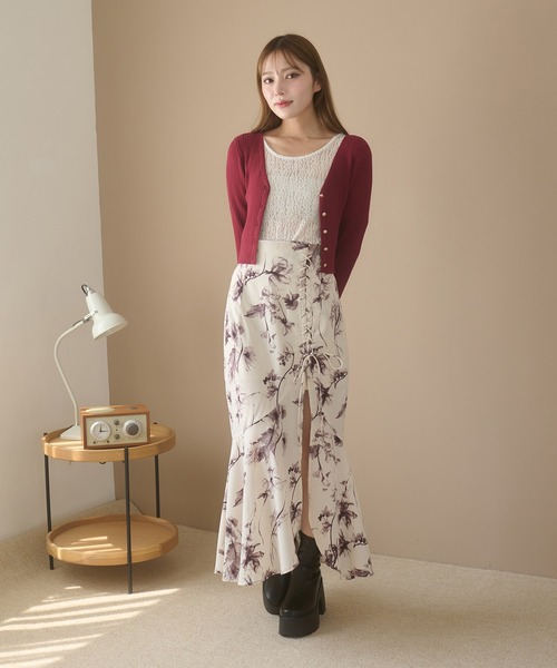 Ambre Neige(アンブルネージュ)の「lace up slit skirt / レースアップスリットスカート(スカート・レディース・ダークブラウン/アイボリー/ブラック・FREE)」の19枚目の写真