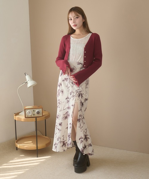 Ambre Neige(アンブルネージュ)の「lace up slit skirt / レースアップスリットスカート(スカート・レディース・ダークブラウン/アイボリー/ブラック・FREE)」の8枚目の写真