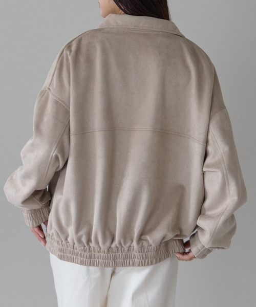 Fizz（フィズ）の「2wayカラー　スウェードポンチフライトジャケット（ブルゾン・レディース・アイボリー/ブラック/グレイッシュベージュ/ピンクベージュ/スミクロ・M）」の19枚目の写真