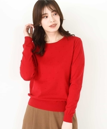 OFUON | ﾄﾞｯﾄ柄コンパクトニットプルオーバー/洗える/WEB限定サイズあり(ニット/セーター)