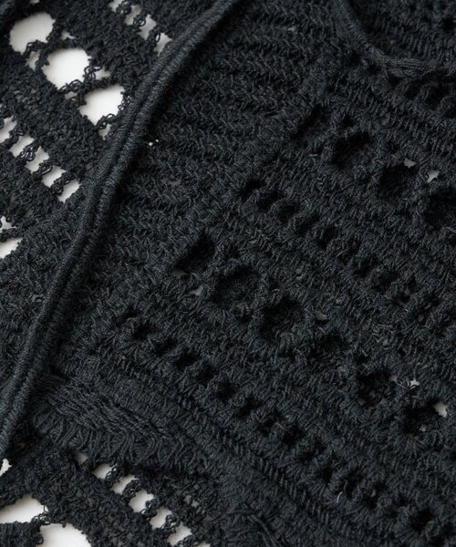 un dix cors（アンディコール）の「《大人フェミニンな透け感カーデ》クロシェ長袖カーデ（カーディガン/ボレロ・レディース・アイボリー/ブラック・FREE）」の3枚目の写真