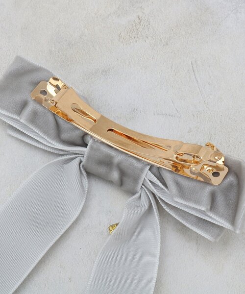 OPAQUE.CLIP（オペークドットクリップ）の「ビジュー×ベロア リボンバレッタ（その他ヘアアクセサリー・レディース・ブラック/グレー・00）」の7枚目の写真