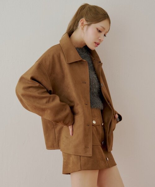 cozyworldwideLEATHER JACKET ファー取り外し可 ファー付きフードジャケット（ファー取り外し可能）