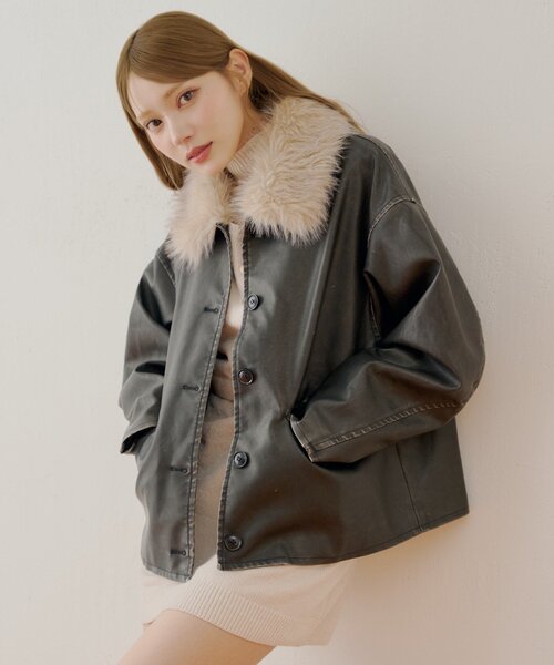 ルードギャラリー　レザーアウター　 ファー付き　取り外し可　L チバユウスケ ルードギャラリー レザーアウター ファー付き 取り外し可 L