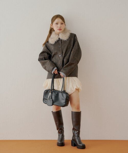 cozyworldwideLEATHER JACKET ファー取り外し可 Hfyihgf Women's Faux Leather Puffer Jacket Zip up Padded