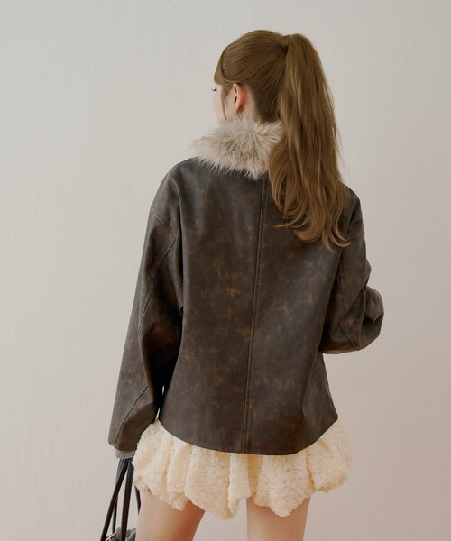 ファー取り外しレザールーズシャツジャケット（その他アウター