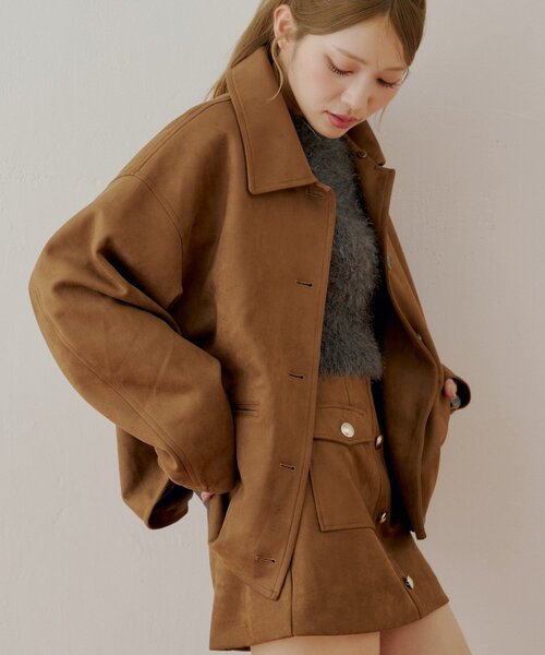 セール】ファー取り外しレザールーズシャツジャケット（その他アウター