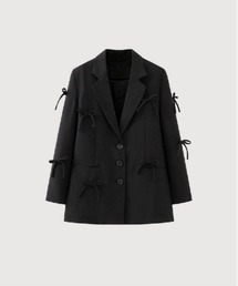 【完売品】Nalm. リボン　テーラードジャケット黒 002_N 24HR-WEARABLE テーラードジャケット (ブラック) – K-3B