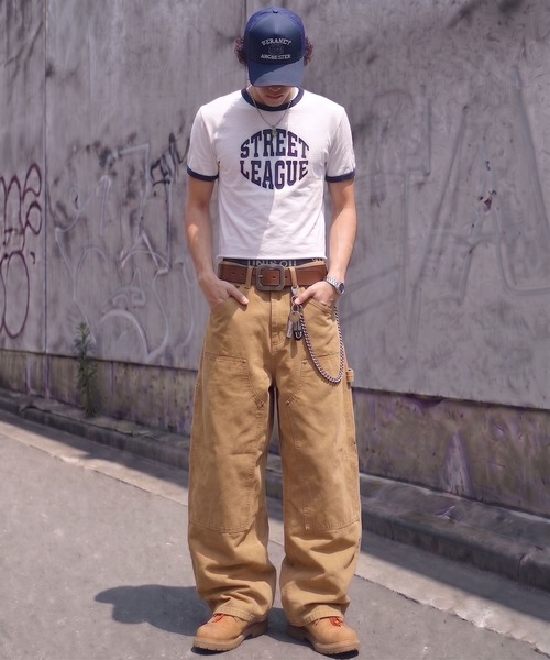 SPINNS（スピンズ）の「ダックバギーパンツ/ダブルニー/ワイドシルエット（その他パンツ・メンズ・ブラック系その他/ブラック/キャメル・L/M）」の18枚目の写真