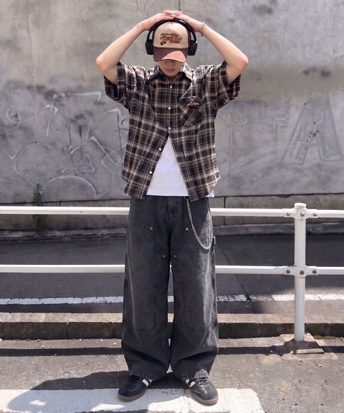 SPINNS（スピンズ）の「ダックバギーパンツ/ダブルニー/ワイドシルエット（その他パンツ・メンズ・ブラック系その他/ブラック/キャメル・L/M）」の19枚目の写真