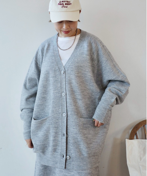 JOURNAL STANDARD LUXE（ジャーナルスタンダード　ラックス）の「ボイルメリノウールカーディガン（カーディガン/ボレロ・レディース・ホワイト/チャコールグレー/ブラック・FREE）」の3枚目の写真